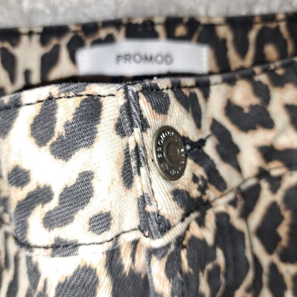 Promod Leopard Print Wide Leg Jeans Women Size 40 - Picture 7 of 11